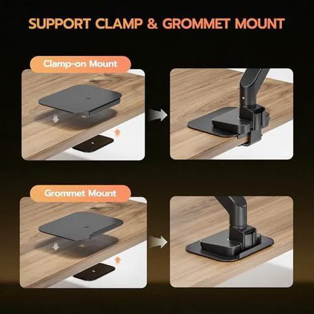 Alt view image 5 of 7 - Vertical Dual Monitor Arm & Steel Monitor Mount Reinforcement Plate for 49'' and 44 Lbs Ultrawide Screen
