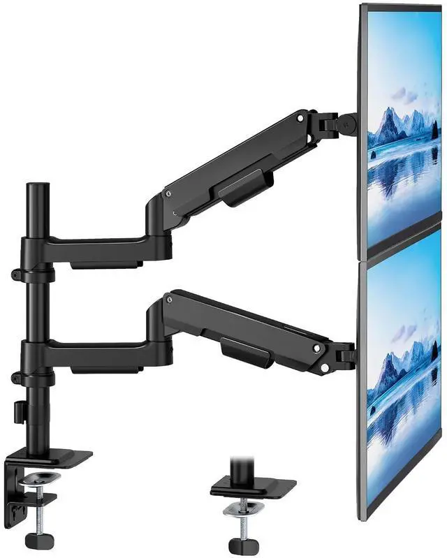 Main image of Dual Monitor Stand for 17-32 Inch Screens, Gas Spring Dual Monitor Mount with Clamp/Grommet Base, Ergonomic Full Motion Arms Support up to 19.8 lbs, with Cable Management