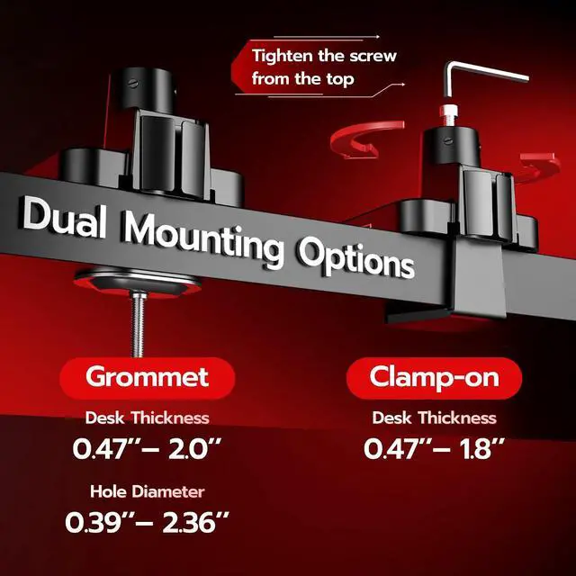 Alt view image 6 of 7 - Tall Vertical Dual Ultrawide Monitor Mount with USB for 17-49'' Screen, Holds 44 Lbs, Computer Arms for 2 Screens with Gas Spring, Adjustable Double Monitor Stand for Desk, Black