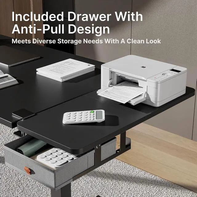 Alt view image 4 of 7 - Desk Extender Tray, 28" x 12", with Storage Drawer, Large, Black | Desk Extension, Clamp on Desk Shelf, Clamp On Keyboard Tray for Office and Home, Workstation Organizer