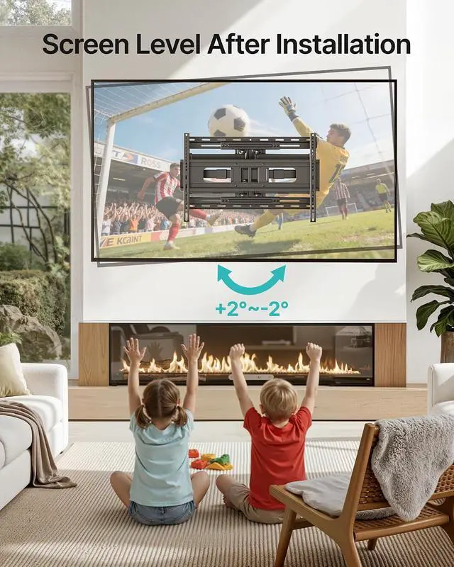 Alt view image 7 of 7 - Full Motion TV Wall Mount for 37-90 Inch TVs up to 176lbs, 25.4" Extension, Swivel Heavy Duty TV Bracket, Sliding Dual Arms for Off-Center Studs, Fits 16"/ 18" /24", VESA 600x400