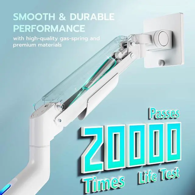 Alt view image 7 of 7 - Gas Spring Monitor Arm with RGB, Ultrawide Monitor Mount for 17-49 Inch Heavy Duty Screen up to 44lbs, Adjustable Gaming Computer Single Monitor Arm for Desk, White