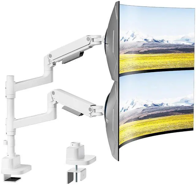 Main image of Dual Monitor Arm for 17-49Ultrawide Monitors, Heavy Duty Dual Monitor Mount Holds 44 lbs, Full Motion Gas Spring Vertical Desk Mount, 75/100 VESA Mount, White
