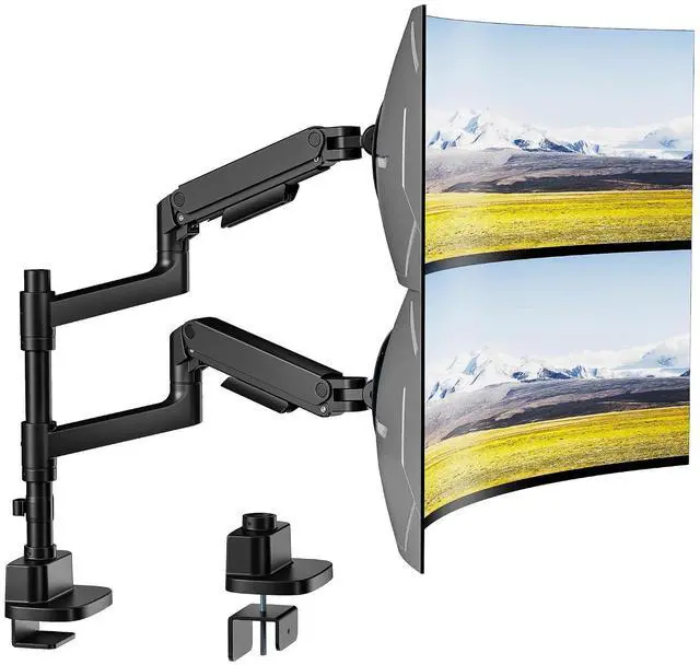 Main image of Dual Monitor Arm for 17-49Ultrawide Monitors, Heavy Duty Dual Monitor Mount Holds 44 lbs, Full Motion Gas Spring Vertical Desk Mount, 75/100 VESA Mount, White