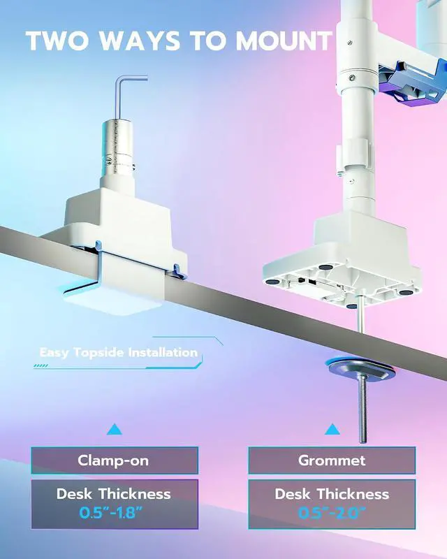 Alt view image 7 of 7 - CoreArm Single Monitor Mount, Ultrawide Monitor Arm for 24 to 57'' Heavy Duty Curved Screen, Adjustable Gas Spring Monitors Arm Stand up to 66LBS with 75/100/200 Vesa Mount, White