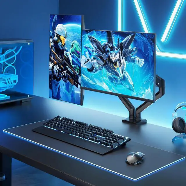 Alt view image 6 of 7 - Dual Monitor Mount, Heavy Duty Monitor Arms for 2 Monitors for 17-35 Inch, Fully Adjustable Monitor Desk Stand Ultrawide Screen, VESA 75x75 or 100x100mm, Black