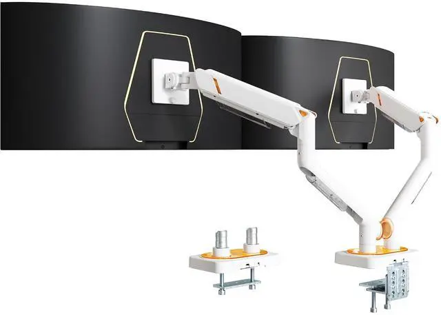 Main image of Monitor Arm for 17-45 Inch, Ultrawide Dual Monitor Mount Holds up to 44lbs, Heavy Duty Mechanical Spring Monitor Stand Adjustable Arms, 75/100 VESA Mount with Clamp/Grommet Base, White