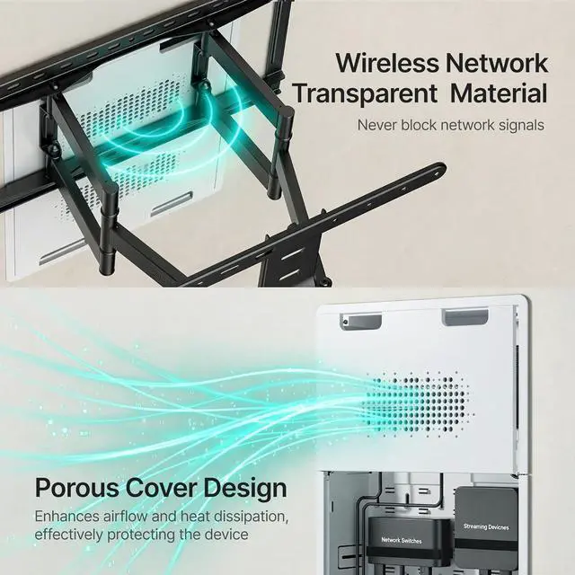 Alt view image 7 of 7 - 17" in-Wall Media Box,Recessed Outlet Wall Box,Structured Media Enclosure for One Connect & Network Switches, Works with Fire TV Stick & Samsung -Friendly Cable Management Kit