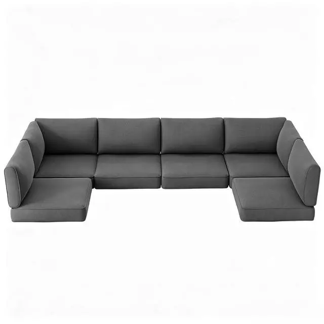 Main image of 14-Piece Outdoor Cushion Set for 6-Seat Sectional Sofa, 25.6"x25.6" Couch Cushion Replacement for Patio Furniture, Splash-Proof & Fade-Resistant Patio Cushions for Backyard/Porch/Deck, Grey