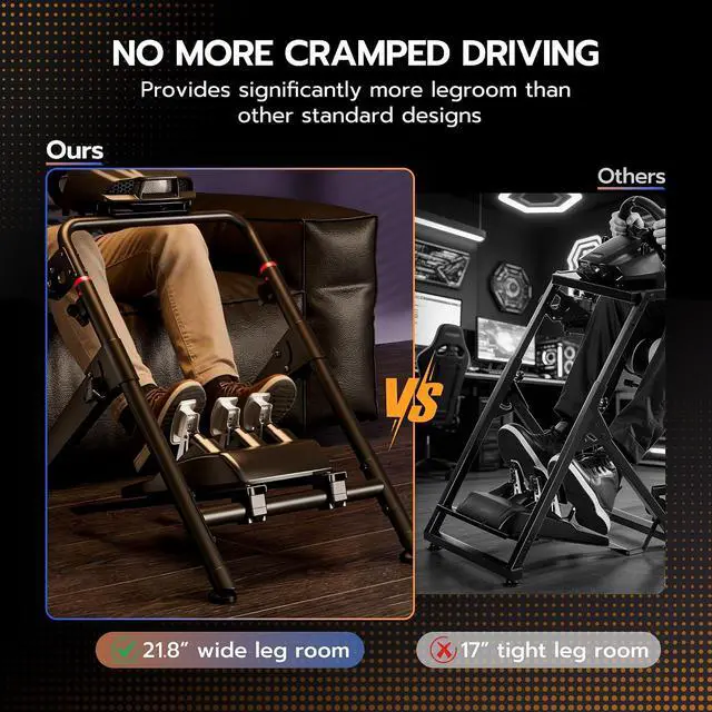 Alt view image 2 of 7 - Foldable Sim Racing Wheel Stand, Formula and GT Racing Simulator Cockpit Compatible with Fanatec, Thrustmaster, Logitech, Moza, Racing Games on PS5, PS4, Xbox and PC