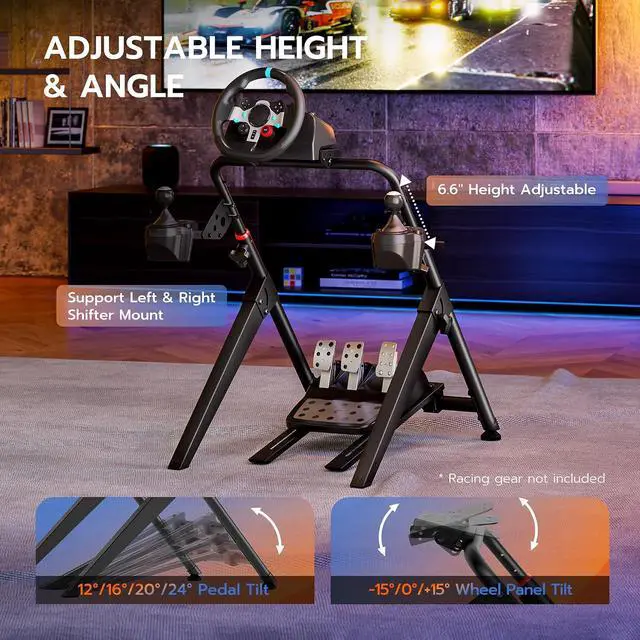 Alt view image 3 of 7 - Foldable Sim Racing Wheel Stand, Formula and GT Racing Simulator Cockpit Compatible with Fanatec, Thrustmaster, Logitech, Moza, Racing Games on PS5, PS4, Xbox and PC