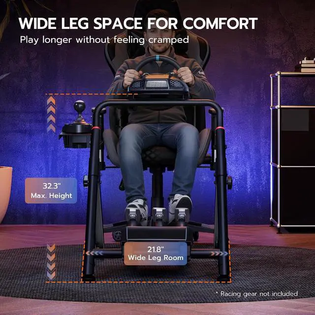 Alt view image 5 of 7 - Foldable Sim Racing Wheel Stand, Formula and GT Racing Simulator Cockpit Compatible with Fanatec, Thrustmaster, Logitech, Moza, Racing Games on PS5, PS4, Xbox and PC
