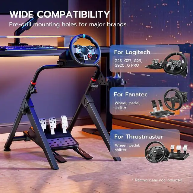 Alt view image 6 of 7 - Foldable Sim Racing Wheel Stand, Formula and GT Racing Simulator Cockpit Compatible with Fanatec, Thrustmaster, Logitech, Moza, Racing Games on PS5, PS4, Xbox and PC