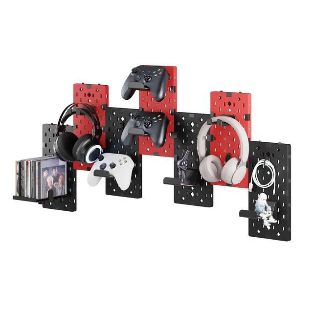 Alt view image 6 of 7 - Desk Side Storage Organizer No Drill Under Desk Laptop Holder Bundle with 7 PCS Controller and Headphone Holder Wall Mount