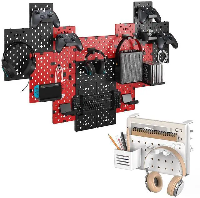 Main image of Desk Side Storage Organizer No Drill Under Desk Laptop Holder Bundle with 14 PCS Controller and Headphone Holder Wall Mount