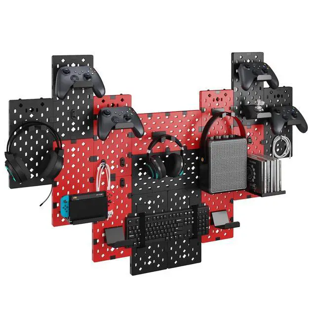 Alt view image 6 of 7 - Desk Side Storage Organizer No Drill Under Desk Laptop Holder Bundle with 14 PCS Controller and Headphone Holder Wall Mount