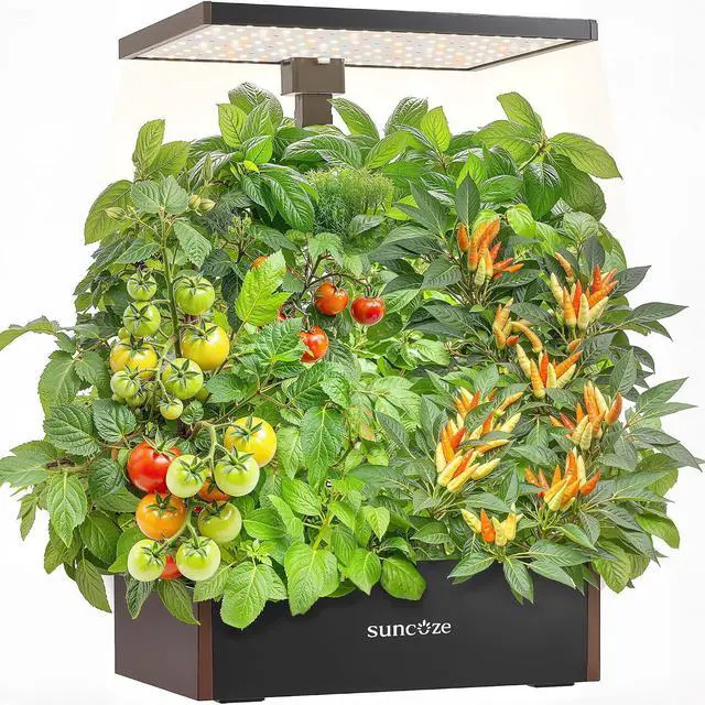 Main image of Hydroponics Growing System Kit, 20 Pods Indoor Herb Garden with 10L Large Tank & Adjustable Height 25", 30W LED Grow Light, LCD Display with Pump & Low Water Reminder, Black&Brown