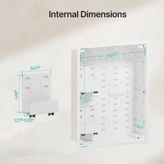 Alt view image 6 of 7 - 17" in-Wall Media Box,Recessed Outlet Wall Box,Structured Media Enclosure for One Connect & Network Switches, Works with Fire TV Stick & Samsung -Friendly Cable Management Kit