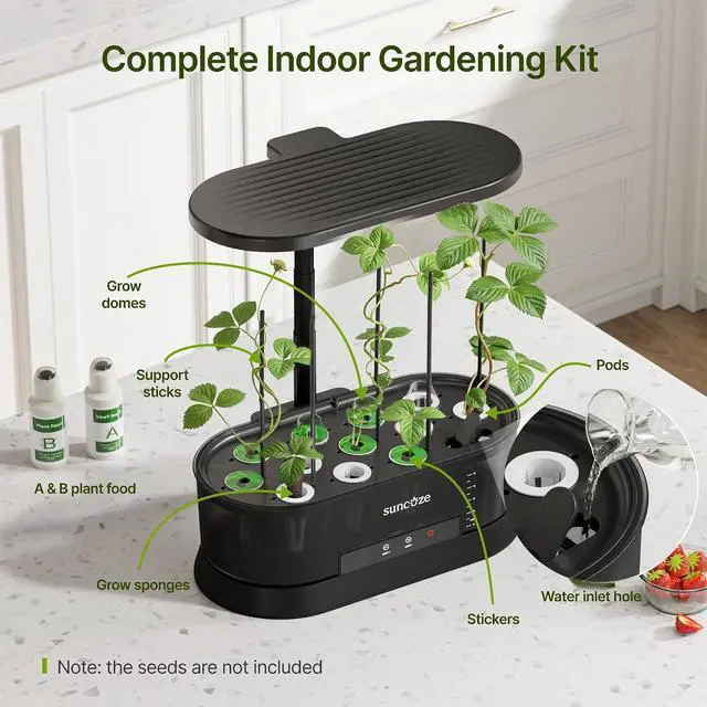 Alt view image 5 of 7 - Hydroponics Growing System with Removable Tank, 36W Dimmable Full Spectrum LED Grow Light, 12 Pods Indoor Herb Garden with 5L Split Water Tank, 21.6" Height Adjustable Hydroponic Garden