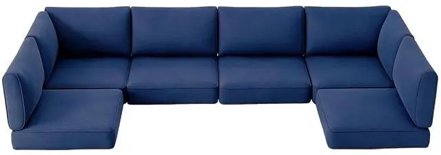 Main image of 14-Piece Outdoor Cushion Set for 6-Seat Sectional Sofa, 25.6"x25.6" Couch Cushion Replacement for Patio Furniture, Splash-Proof & Fade-Resistant Patio Cushions for Backyard/Porch/Deck, Blue