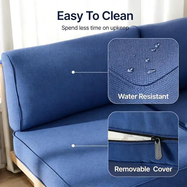 Alt view image 4 of 7 - 14-Piece Outdoor Cushion Set for 6-Seat Sectional Sofa, 25.6"x25.6" Couch Cushion Replacement for Patio Furniture, Splash-Proof & Fade-Resistant Patio Cushions for Backyard/Porch/Deck, Blue