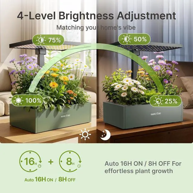 Alt view image 2 of 7 - Hydroponics Growing System Kit, 20 Pods Indoor Herb Garden with 10L Large Tank & Adjustable Height 25", 30W LED Grow Light, LCD Display with Pump & Low Water Reminder, Avocado Green