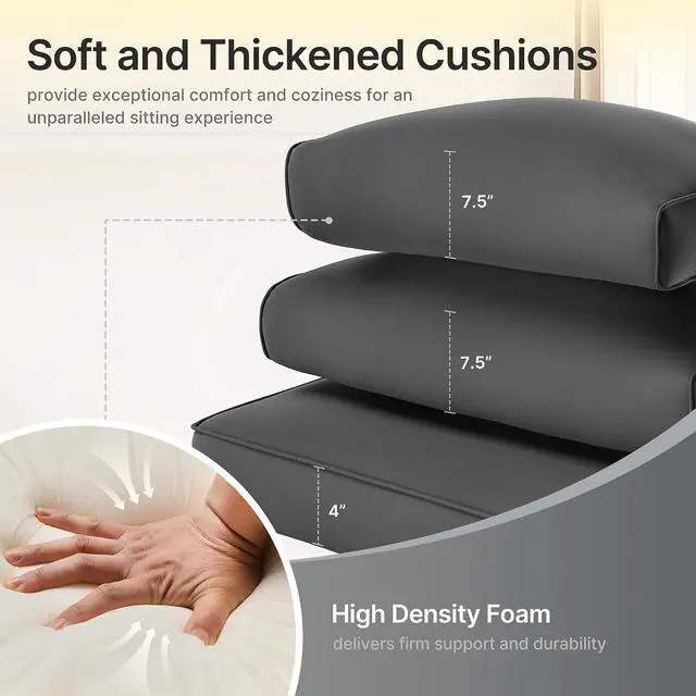 Alt view image 4 of 7 - 14-Piece Outdoor Cushions for Patio Furniture, 25.6"x25.6" Couch Cushion Replacement Designed for 6-Seat Sectional Sofa Sets, Anti-Slip Patio Cushions for Garden, Backyard, Porch (Grey)