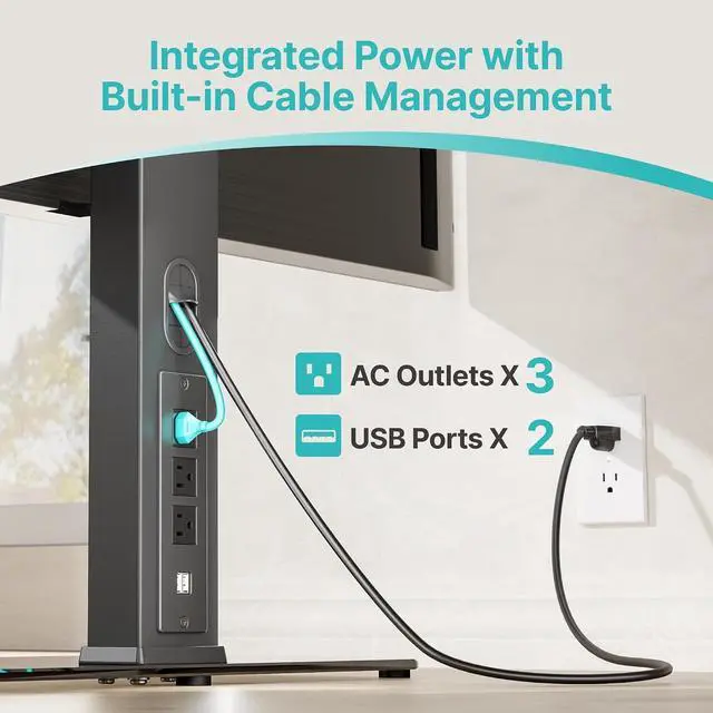 Alt view image 4 of 7 - Universal TV Stand Swivel with Power Outlet for 43-90'' TVs, Holds 154 lbs, Height Adjustable Large Table Top TV Stand, VESA MAX 600x400mm