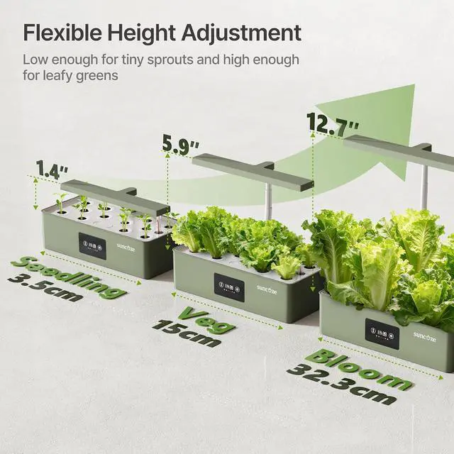Alt view image 4 of 7 - Hydroponics Growing System Kit with 24W Dimmable Grow Light, 12 Pods Indoor Herb Garden with Timer & Local Time Setting, Adjustable Height, Smart Countertop Garden for Home & Kitchen, Green