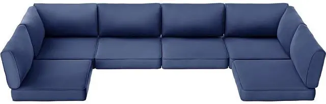 Main image of 14-Piece Outdoor Cushions for Patio Furniture, 25.6"x25.6" Couch Cushion Replacement Designed for 6-Seat Sectional Sofa Sets, Anti-Slip Patio Cushions for Garden, Backyard, Porch (Blue)