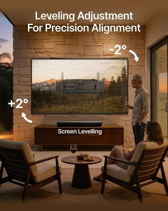 Alt view image 7 of 7 - Full Motion TV Wall Mount for 37-90 Inch TVs up to 132lbs, Swivel Tilt Extension Heavy Duty TV Bracket with Dual Articulating Arms, Pre-Assembled Wall Mount, Max 16" Wood Studs, VESA 600x400mm