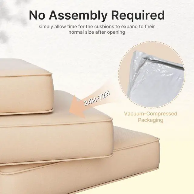 Alt view image 6 of 7 - 14 pcs Outdoor Cushions for Patio Furniture, 25.6"x25.6" Couch Cushion Replacement for 6-Seat Sectional Sofa Sets, Anti Slip & Splash-Proof Patio Cushions for Garden/Backyard/Porch(Khaki)