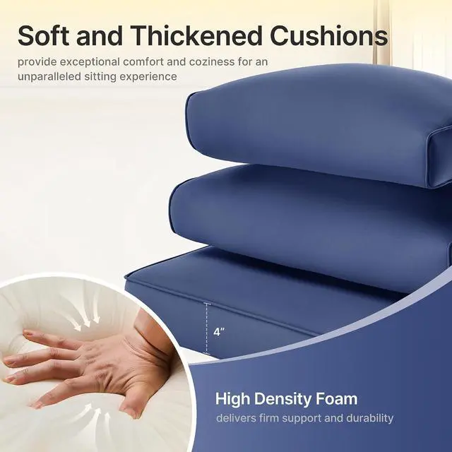 Alt view image 4 of 7 - 14-Piece Outdoor Cushions for Patio Furniture, 25.6"x25.6" Couch Cushion Replacement Designed for 6-Seat Sectional Sofa Sets, Anti-Slip Patio Cushions for Garden, Backyard, Porch (Blue)