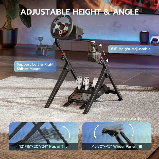 Alt view image 2 of 7 - Foldable Sim Racing Wheel Stand, Formula and GT Racing Simulator Cockpit Compatible with Fanatec, Thrustmaster, Logitech, Moza, Racing Games on PS5, PS4, Xbox and PC