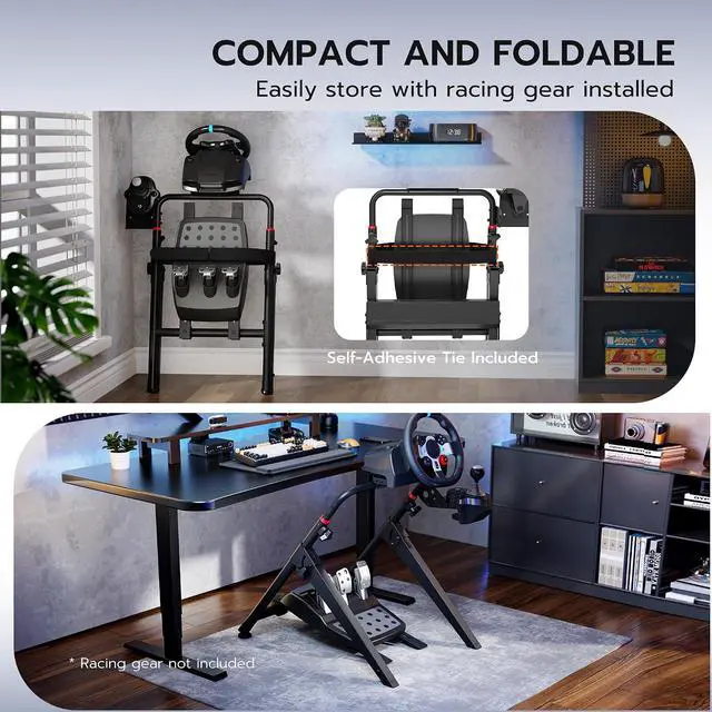 Alt view image 4 of 7 - Foldable Sim Racing Wheel Stand, Formula and GT Racing Simulator Cockpit Compatible with Fanatec, Thrustmaster, Logitech, Moza, Racing Games on PS5, PS4, Xbox and PC