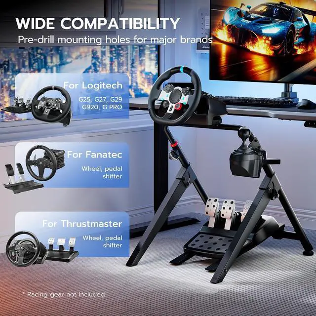 Alt view image 3 of 7 - Foldable Sim Racing Wheel Stand, Formula and GT Racing Simulator Cockpit Compatible with Fanatec, Thrustmaster, Logitech, Moza, Racing Games on PS5, PS4, Xbox and PC