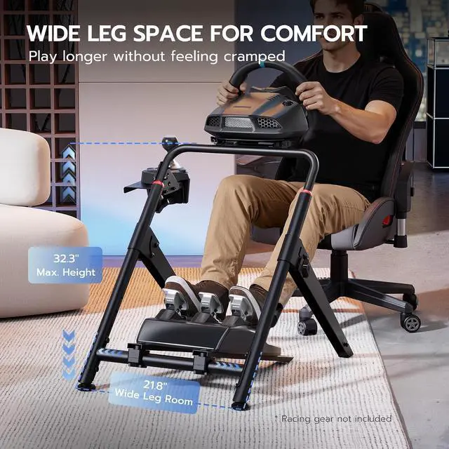 Alt view image 6 of 7 - Foldable Sim Racing Wheel Stand, Formula and GT Racing Simulator Cockpit Compatible with Fanatec, Thrustmaster, Logitech, Moza, Racing Games on PS5, PS4, Xbox and PC
