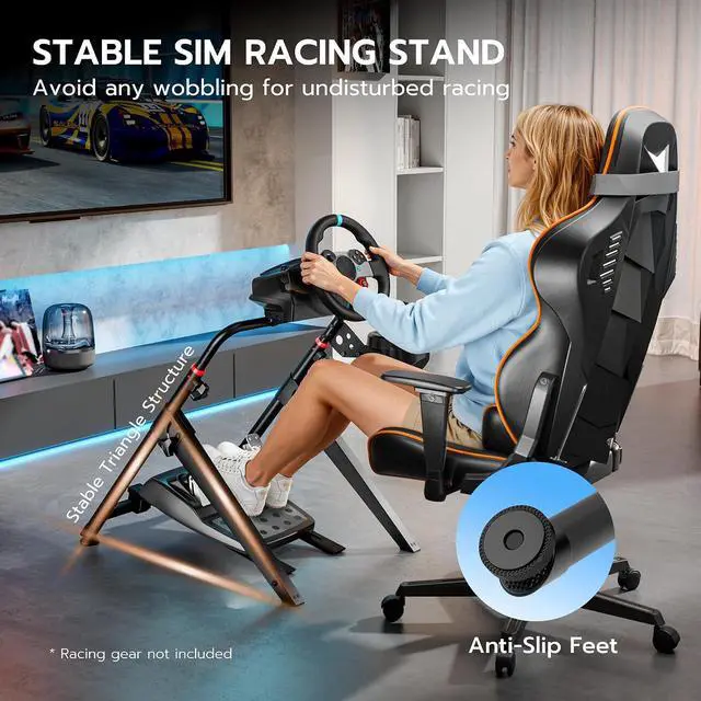 Alt view image 5 of 7 - Foldable Sim Racing Wheel Stand, Formula and GT Racing Simulator Cockpit Compatible with Fanatec, Thrustmaster, Logitech, Moza, Racing Games on PS5, PS4, Xbox and PC