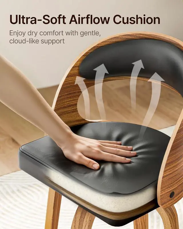 Alt view image 3 of 7 - Bar Stools Set of 4, Swivel Counter Height Barstools with PU Leather Seat and Footrest, Modern Bar Chairs for Kichen Island, Black