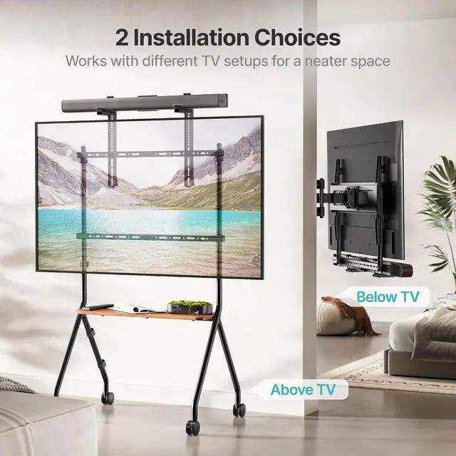 Alt view image 2 of 7 - Universal Soundbar Mount, Sound Bar TV Bracket up to 33Lbs,Adjustable Above/Below TV Sound Bar Wall Mount No-Slip Base Holder Extends 3.38-6.1Easy to Install