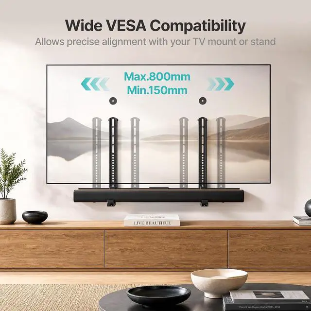 Alt view image 5 of 7 - Universal Soundbar Mount, Sound Bar TV Bracket up to 33Lbs,Adjustable Above/Below TV Sound Bar Wall Mount No-Slip Base Holder Extends 3.38-6.1Easy to Install