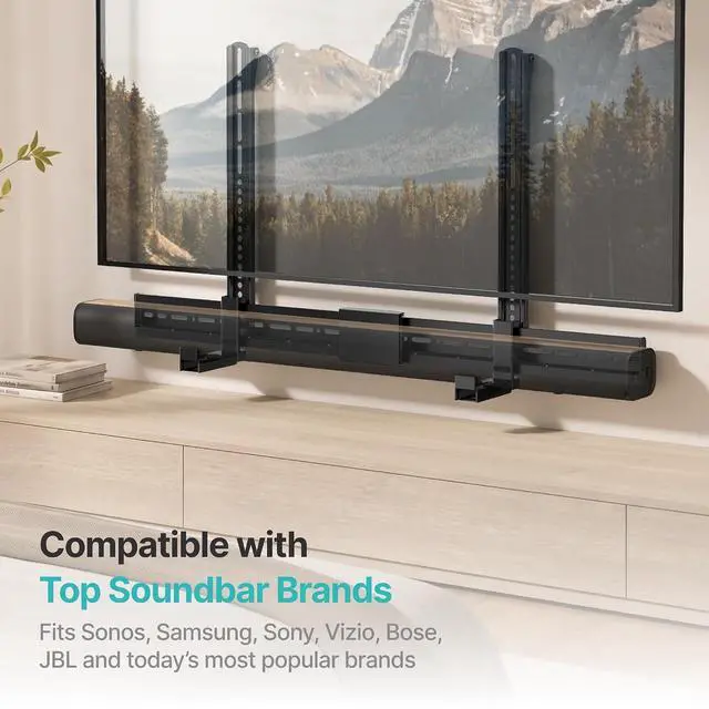 Alt view image 7 of 7 - Universal Soundbar Mount, Sound Bar TV Bracket up to 33Lbs,Adjustable Above/Below TV Sound Bar Wall Mount No-Slip Base Holder Extends 3.38-6.1Easy to Install