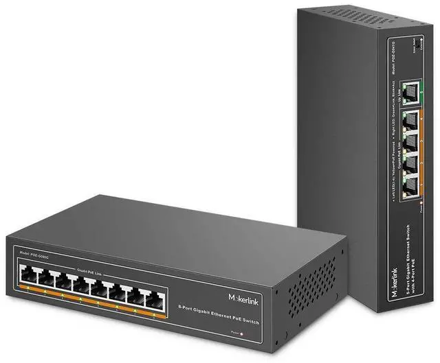 Main image of Gigabit POE Switch, 5 Port and 8 Port PoE Switch, IEEE802.3af/at, Unmanaged Plug and Play, Sturdy Metal Fanless