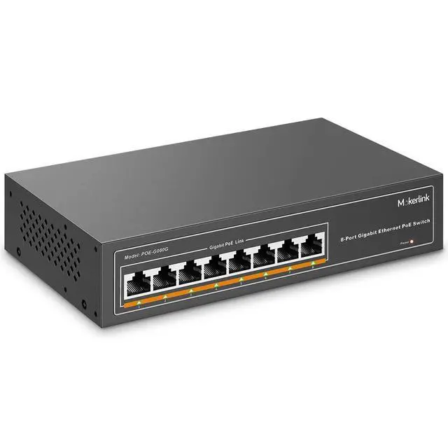 Alt view image 3 of 7 - Gigabit POE Switch, 5 Port and 8 Port PoE Switch, IEEE802.3af/at, Unmanaged Plug and Play, Sturdy Metal Fanless