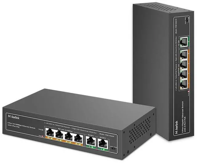 Main image of PoE Switch, 6 Port PoE Switch, and 5 Port Gigabit PoE Switch, 78W High Power, Support IEEE802.3af/at, Fanless Metal Plug & Play