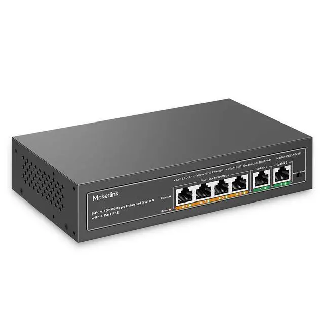 Alt view image 3 of 7 - PoE Switch, 6 Port PoE Switch, and 5 Port Gigabit PoE Switch, 78W High Power, Support IEEE802.3af/at, Fanless Metal Plug & Play