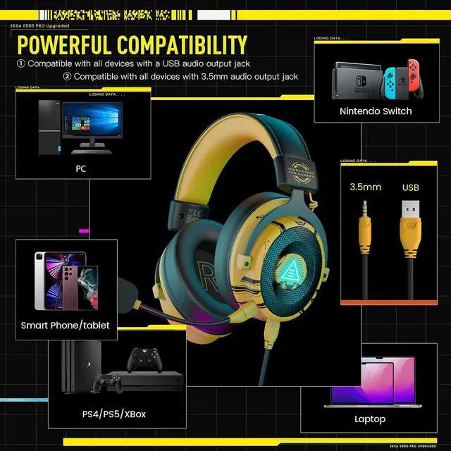 Alt view image 4 of 7 - USB Gaming Headset for PC - Computer Headset with Detachable Noise Cancelling Mic, 7.1 Surround Sound, 50MM Driver - Headphones with Microphone for PS4/PS5, Xbox One, Laptop, Gamer