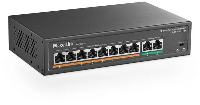 Main image of 8 Port PoE Switch with 2 Gigabit Uplink, 802.3af/at PoE+ 100Mbps, 120W Built-in Power, Extend to 250Meter, Metal Plug & Play