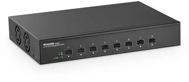Main image of 8 Port 10G SFP+ Unmanaged Fiber Switch, 1G/10G SFP Slot, 160Gbps Bandwidth Desktop|Rackmount Network Switch