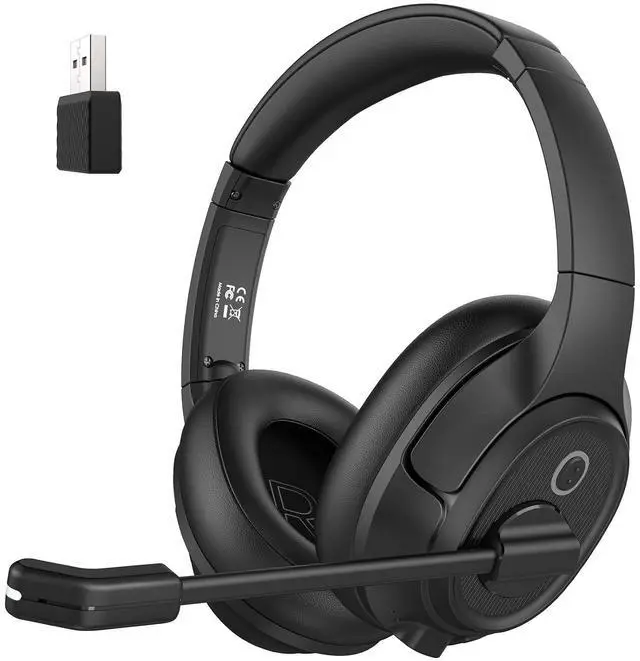 Main image of Bluetooth Headset for PC, Wireless Computer Headphone with AI-Powered Environmental Noise Cancelling Microphone & 2.4G USB Dongle, 55H Playtime, Over Ear Comfort Office Headset for Work, Laptop, Zoom